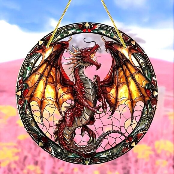 Suncatcher Dragon Wyvern Fantasy Magic Window Decor Art Colorful In/Outdoor - Picture 3 of 6
